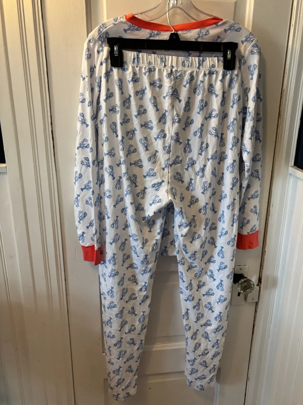 Nantucket Kids White Navy Lobster Print 100% Pima Cotton Pajama Set Coastal